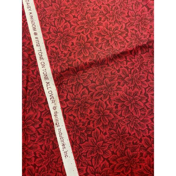 DAISY KINGDOM #1112 Tone on Tone All Over BTHY Tiny Burgundy Poinsettia Fabric - Picture 2 of 2